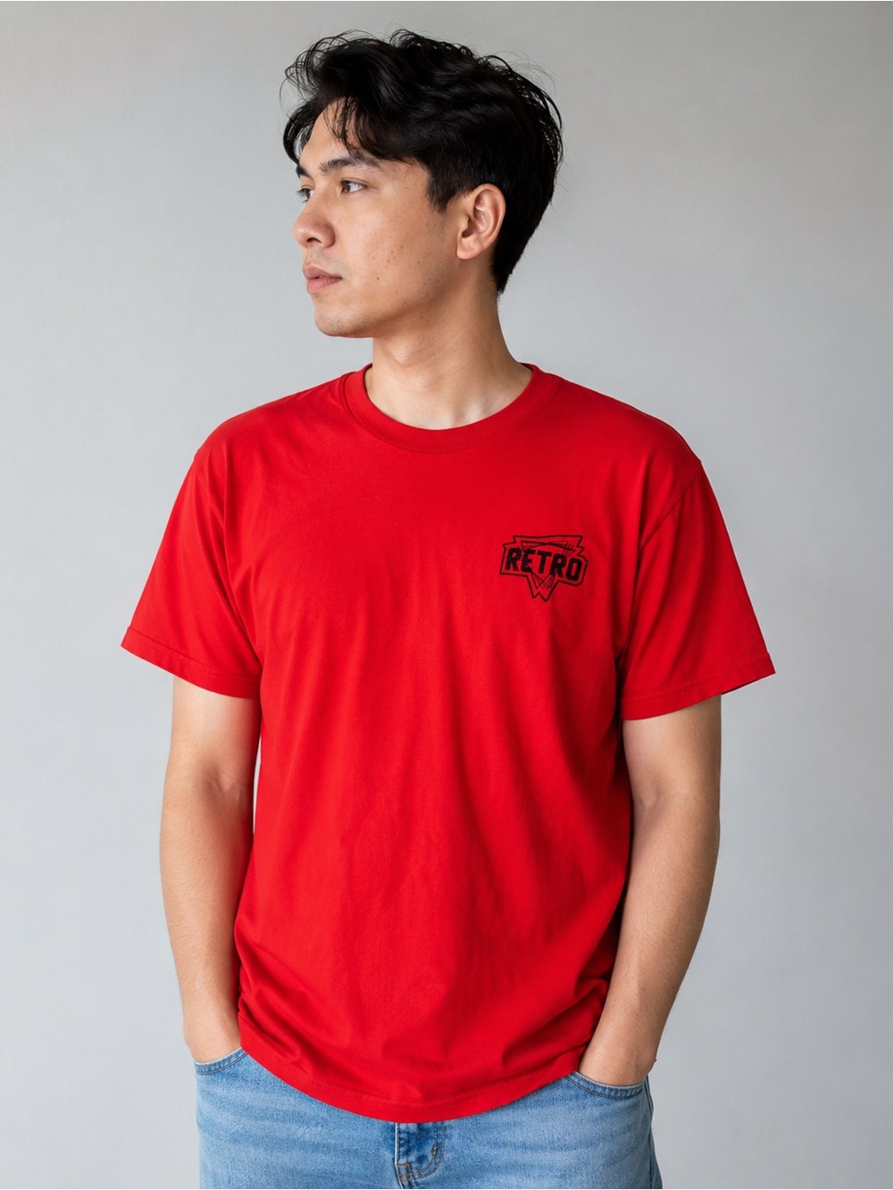 Retro Red Graphic T-Shirt Gildan Premium Cotton Men’s Medium